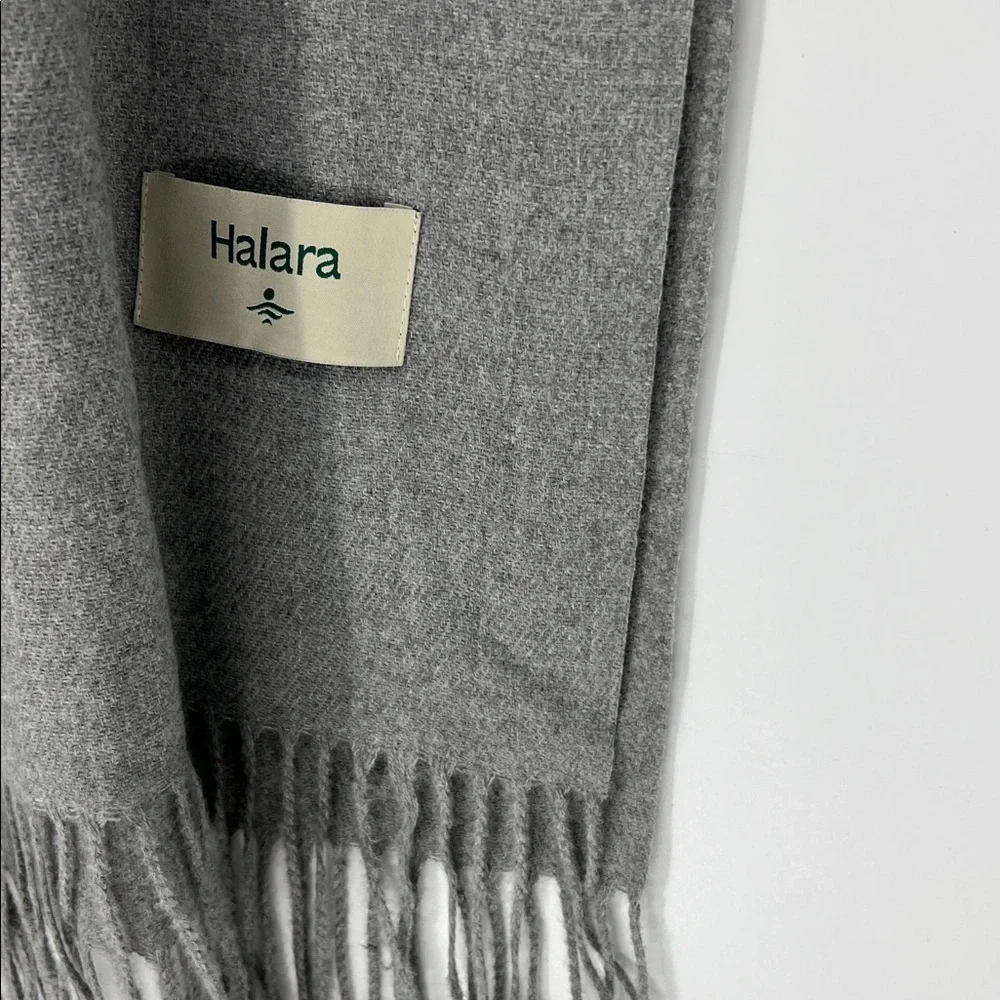 Halara lightweight soft scarf with fringe gray